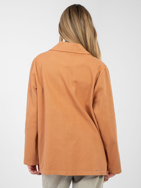 Ceglasta jeansowa marynarka z kwiatową aplikacją RUE PARIS