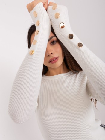 Hurt Ecru sweter klasyczny z okrągłym dekoltem