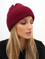 Bordeaux Damen Beanie-Mütze mit Umschlag.