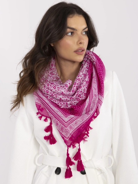 Fuksjowa damska chusta w kwiaty