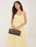 Light yellow flared cotton dress.