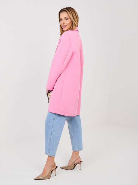 Pastelowy różowy piankowy płaszcz z kołnierzem RUE PARIS