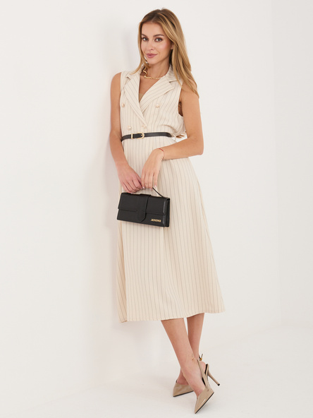 Beżowa elegancka sukienka z górą w stylu kamizelki