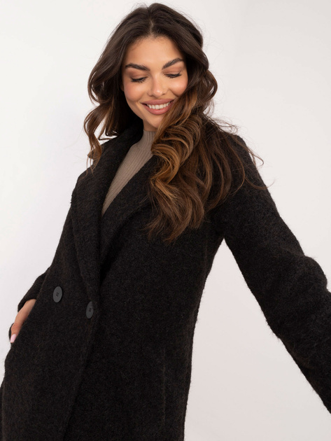 Hurtownia online Czarny dwurzędowy płaszcz zimowy