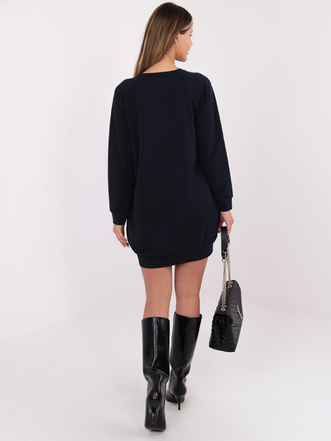 Granatowa dresowa sukienka z kieszeniami BASIC FEEL GOOD