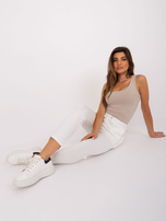 Hurt Ecru spodnie dresowe z troczkami i kieszeniami