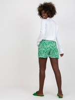 Biało-zielone szorty casualowe we wzory RUE PARIS