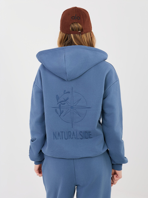 Brudnoniebieska bluza oversize z suwakiem NATURAL SIDE