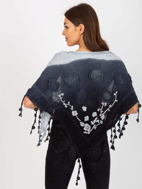 Hurt Granatowa muślinowa chusta z ozdobnym wykończeniem