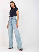 Hurtownia online Granatowy damski t-shirt basic bawełniany 