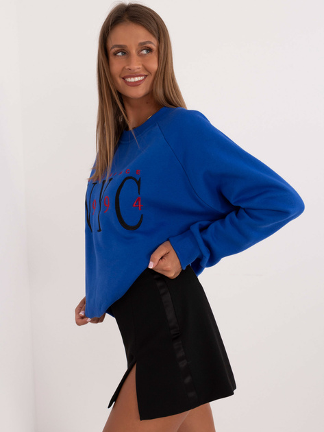 Hurt Kobaltowa dresowa bluza bez kaptura z haftem