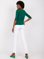 Ciemnozielona bluzka basic z bawełny Mona