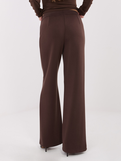 Ciemnobrązowe szerokie spodnie z przeszyciami