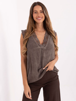 Dark beige women's top with a faded effect.