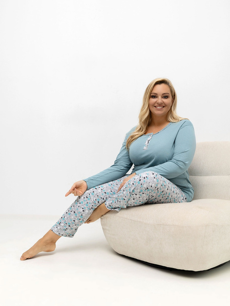 Ciemnomiętowa piżama plus size ze spodniami