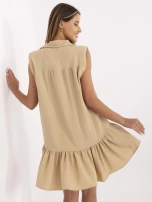 Beżowa koszulowa sukienka z falbaną Odelia RUE PARIS