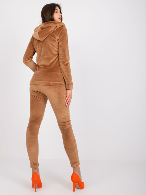 Jasnobrązowy komplet welurowy damski Ilaria