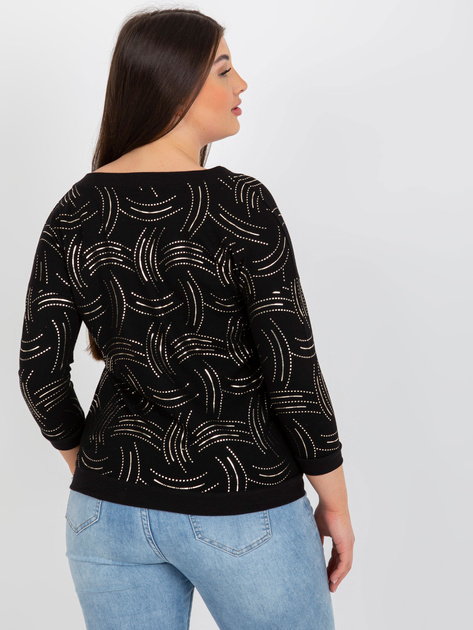 Hurt Czarna bluzka plus size z nadrukiem i rękawem 3/4