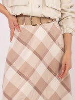 Beżowa elegancka spódnica z paskiem