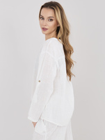 Ecru Baumwollbluse für den Sommer.