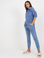 Hurtownia Niebieska ciepła piżama welurowa z bluzą 