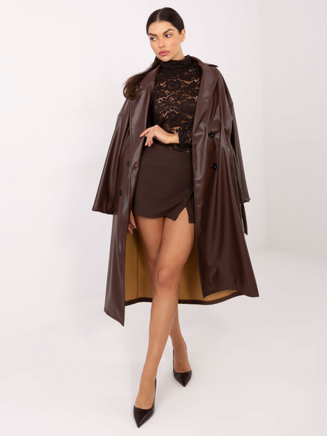 Brązowa elegancka bluzka z koronki