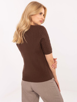 Brązowy damski sweter z krótkim rękawem