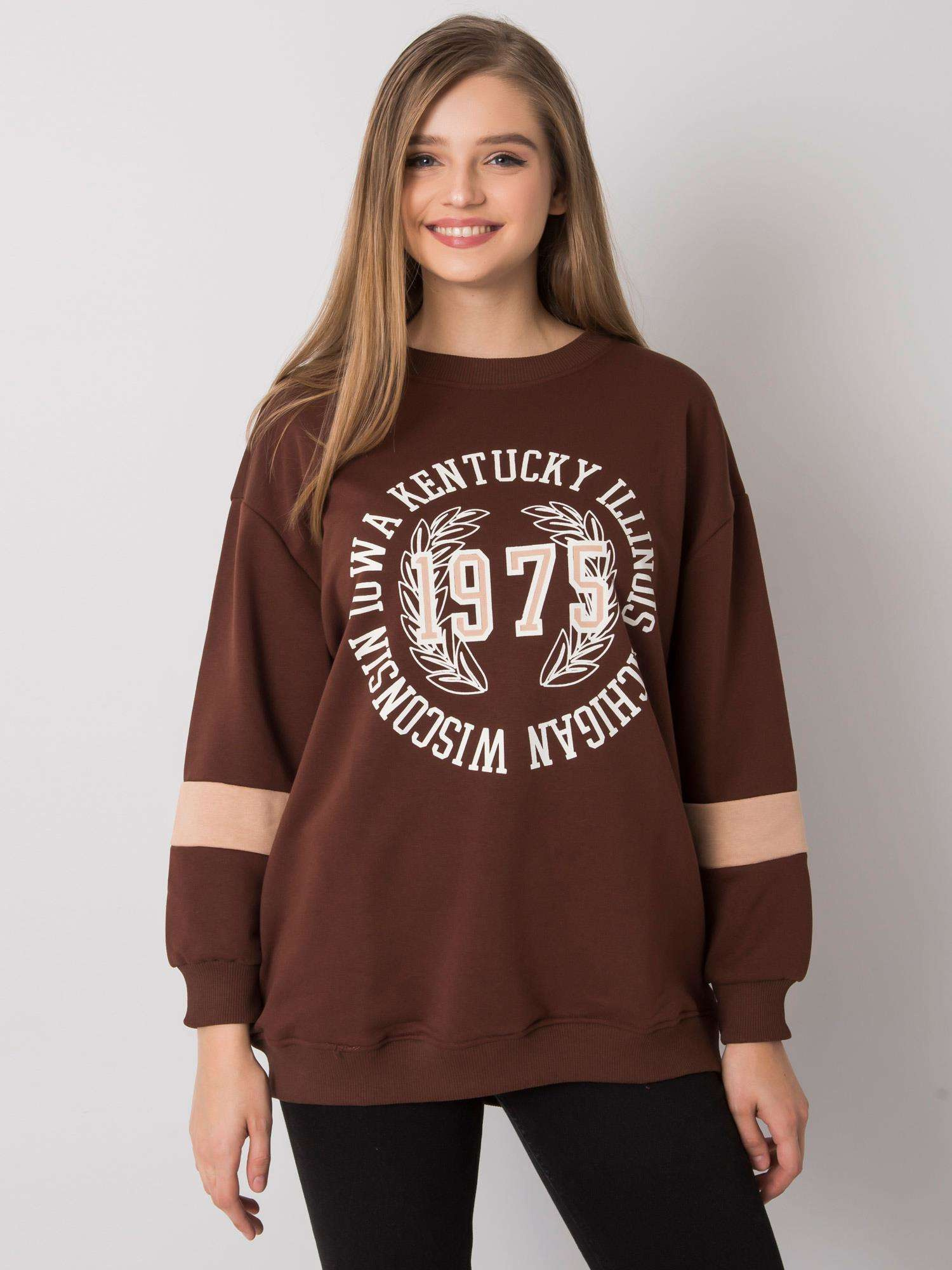 Ciemnobrązowa bluza oversize z nadrukiem Kate