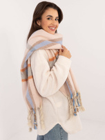 Hurt Jasnoróżowy szal z plecionymi frędzlami