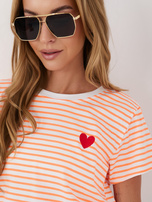 Biało-pomarańczowy damski t-shirt z bawełny