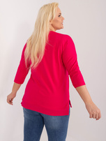 Hurt Fuksjowa damska bluzka plus size z napisami