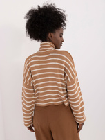 Hurtownia Camelowy krótki sweter golf w paski