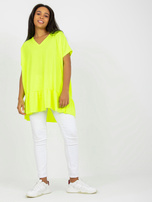 Hurt Fluo żółta codzienna tunika plus size z dekoltem w serek 