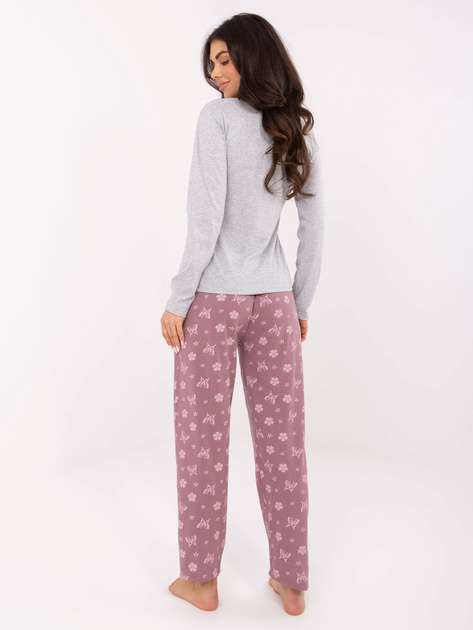 Szara bawełniana piżama w motyle