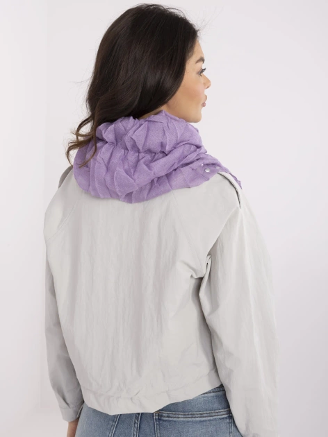 Liliowa damska chusta z marszczeniem