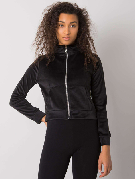 Czarna welurowa bluza rozpinana Charley RUE PARIS