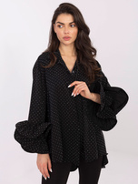 Czarna długa koszula z rozkloszowanymi rękawami