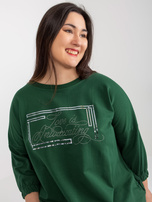 Hurt Ciemnozielona sukienka plus size z rękawem 3/4