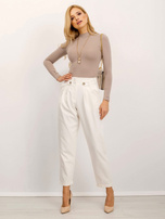 RUE PARIS Dunkelbeige Bluse Sweetheart.
