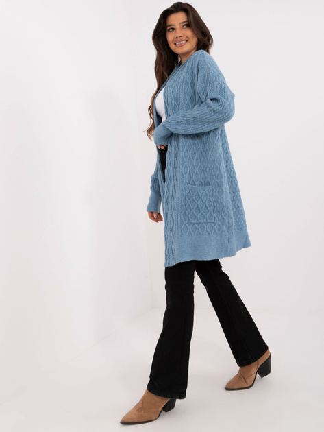 Hurtownia online Niebieski luźny kardigan z kieszeniami