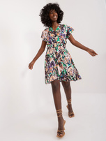 Hurt Czarna sukienka z printami z dekoltem V