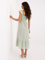 Pistacjowa letnia sukienka hiszpanka w kratkę