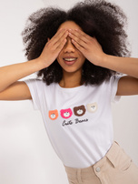 Hurt Biały damski t-shirt z misiami BASIC FEEL GOOD