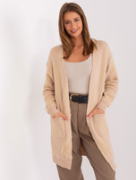 Hurt Beżowy wzorzysty kardigan z kieszeniami 