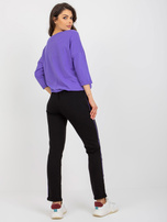 Hurt Fioletowy komplet dresowy z bluzką z rękawem 3/4