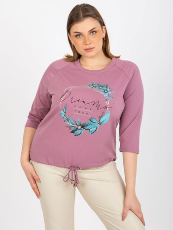 Hurt Brudnoróżowa bluzka plus size z aplikacją z dżetów