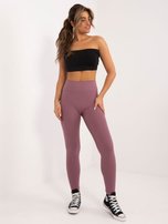 Hurt Brudnoróżowe sportowe legginsy basic w prążek