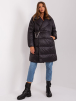 Hurt Czarna puchowa kurtka zimowa z pikowaniem 