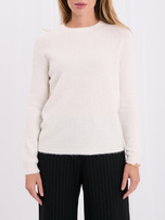 Ecru miękki sweter basic z długim rękawem