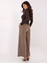 Ciemnobeżowe sztruksowe spodnie z kieszeniami RUE PARIS